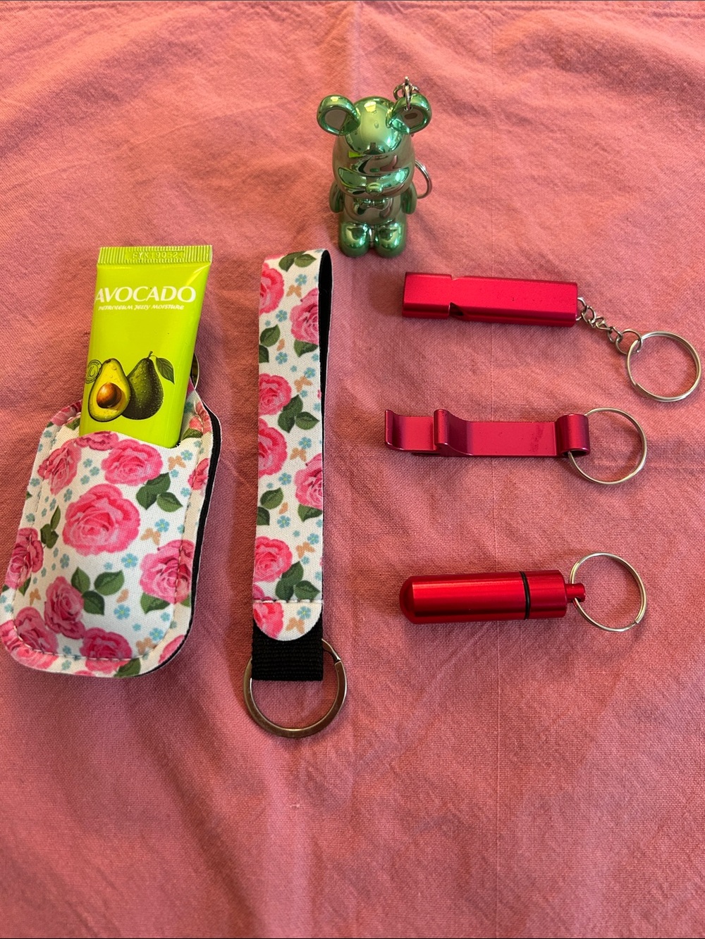 Floral Green & Pink Accessory Set